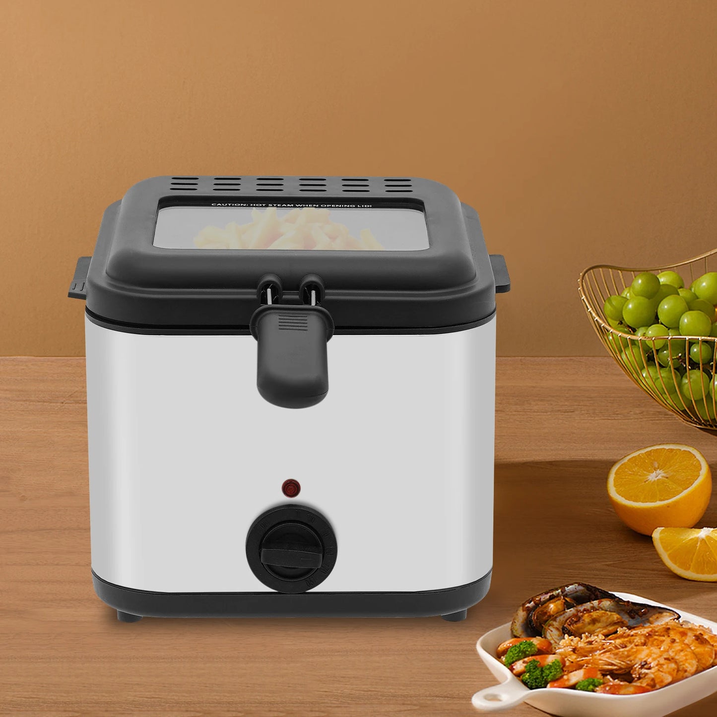 110V Electric Deep Fryer with Basket, Deep Fryers, Stainless Steel Commercial Deep Fryer for Home Kitchen, Restaurant, Fast Food