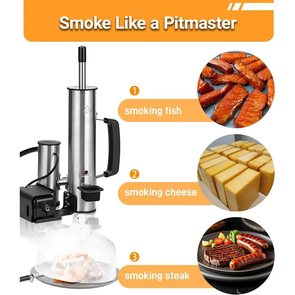 Cold Smoke Generator for Grill - 304 Stainless Steel Smoker Tube, Double Tube to Cut Tar, Anti-Scald Handle, Ideal for Camping/B