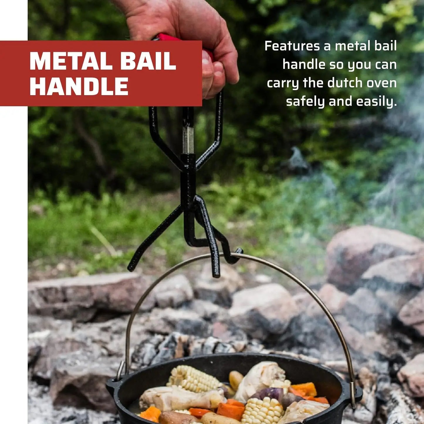10 Inch Seasoned Cast Iron Dutch Oven with Lid - Perfect for Outdoor Cooking & Family Meals