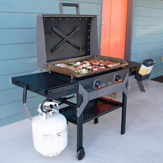 2311 Iron Forged 28” Omnivore Griddle with X-Braced Hood, Powder Coated Steel, Black, Customized