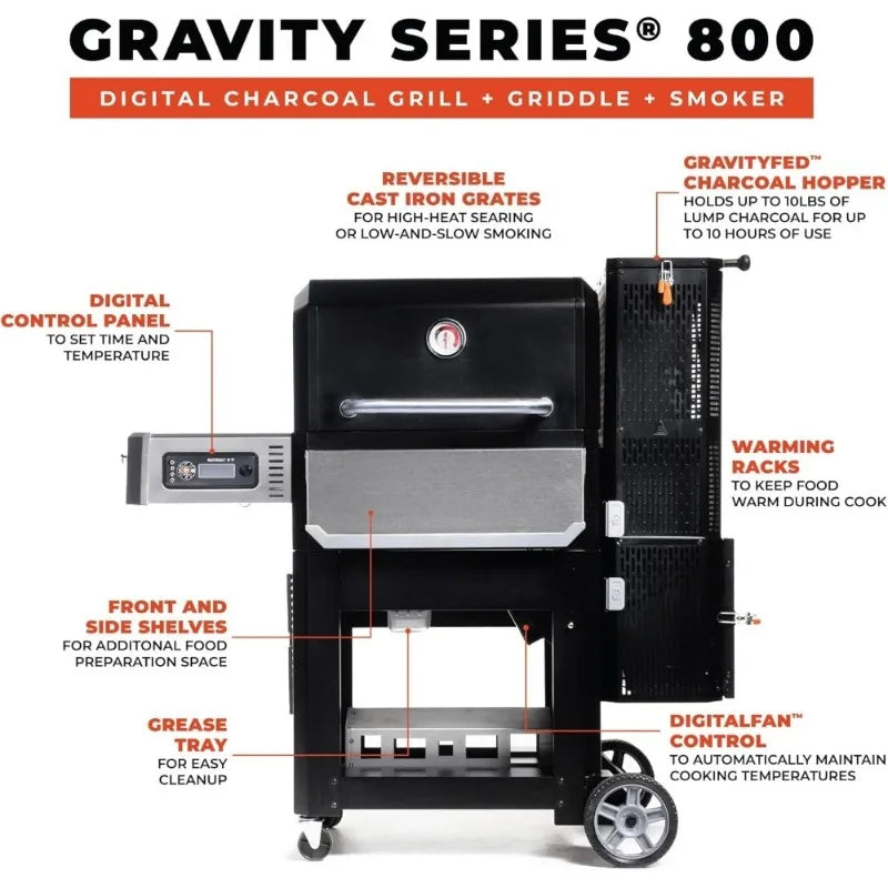 Digital Charcoal Grill Griddle and Smoker with App Connectivity Digital Control 800 Sq In Cooking Surface Black