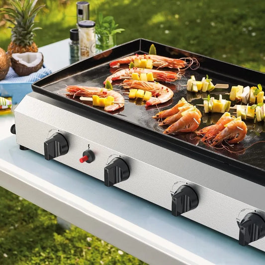 4 Burner Flat Top Grill 30 Inch Stainless Steel Tabletop Portable Propane Griddle with 40 000 BTU Power for Outdoor BBQ Camping