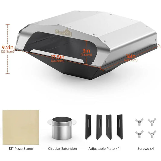 Traeger, Pit Boss, Camp Chef, Green Mountain Grills, Z Grills, Smokin Brothers Compatible Wood Fired Pizza Oven Attachment, Silv