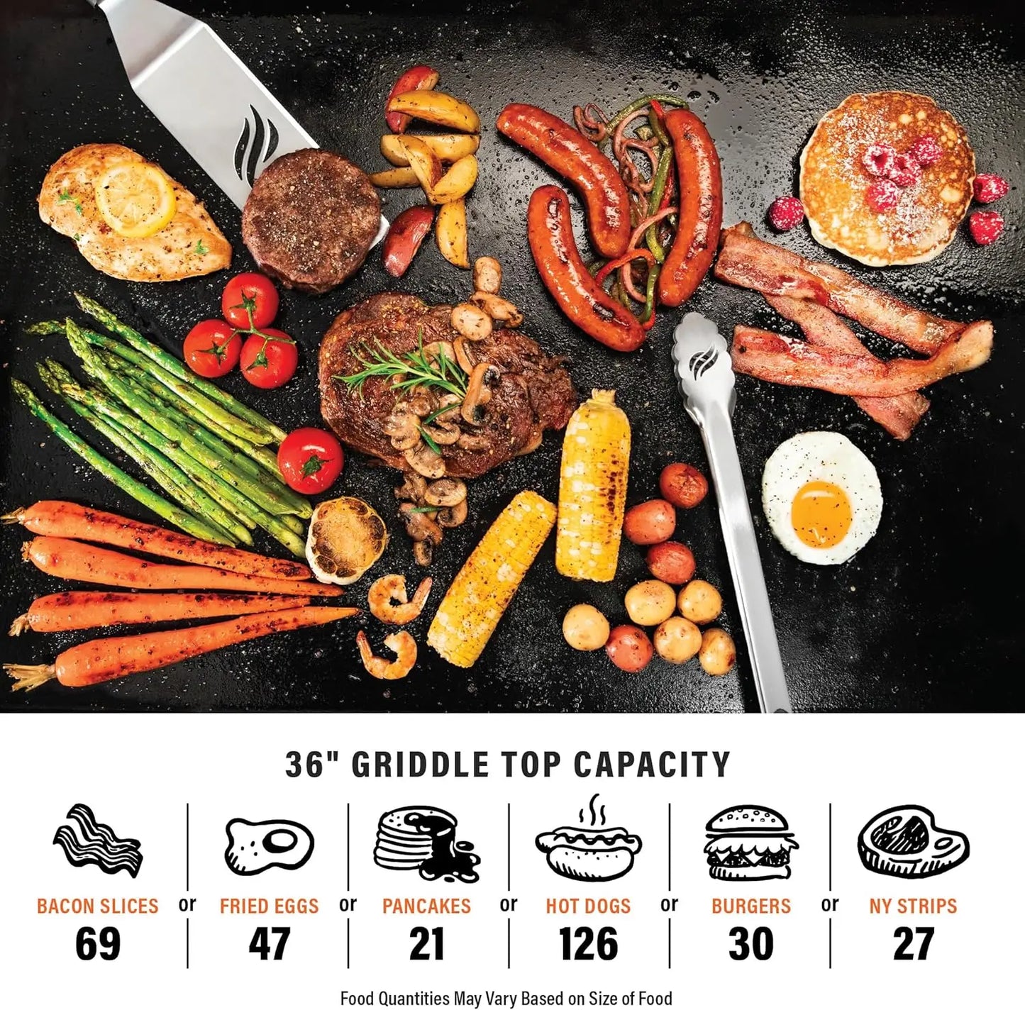 Portable Outdoor Gas Griddle 4 Burner Propane Flat Top Grill, BBQ Cooking Station for Camping and Backyard, 36 Inch, Black