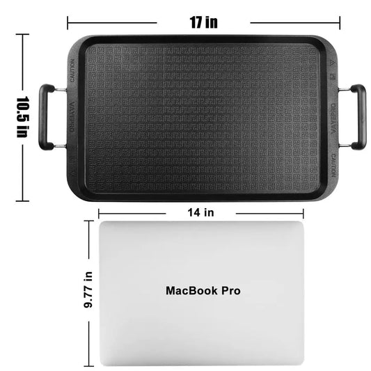 Stove Top Flat Griddle, 17 Inch 2 Burner Griddle Pan for Stove Top Grill, Aluminum Pancake pan, NonStick Charcoal Grill For Outd