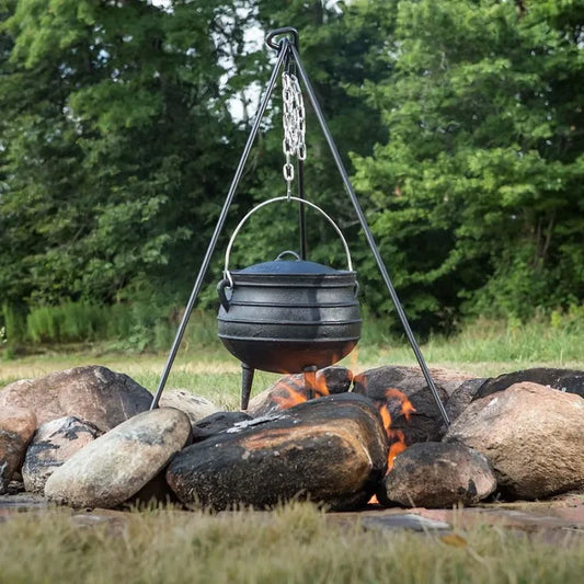 Campfire Cooking Kettle Pot Cast Iron Potje Dutch Oven with 3 Legs and Lid 13.5 inch 3.5 Gallon for Outdoor Camping Wilderness