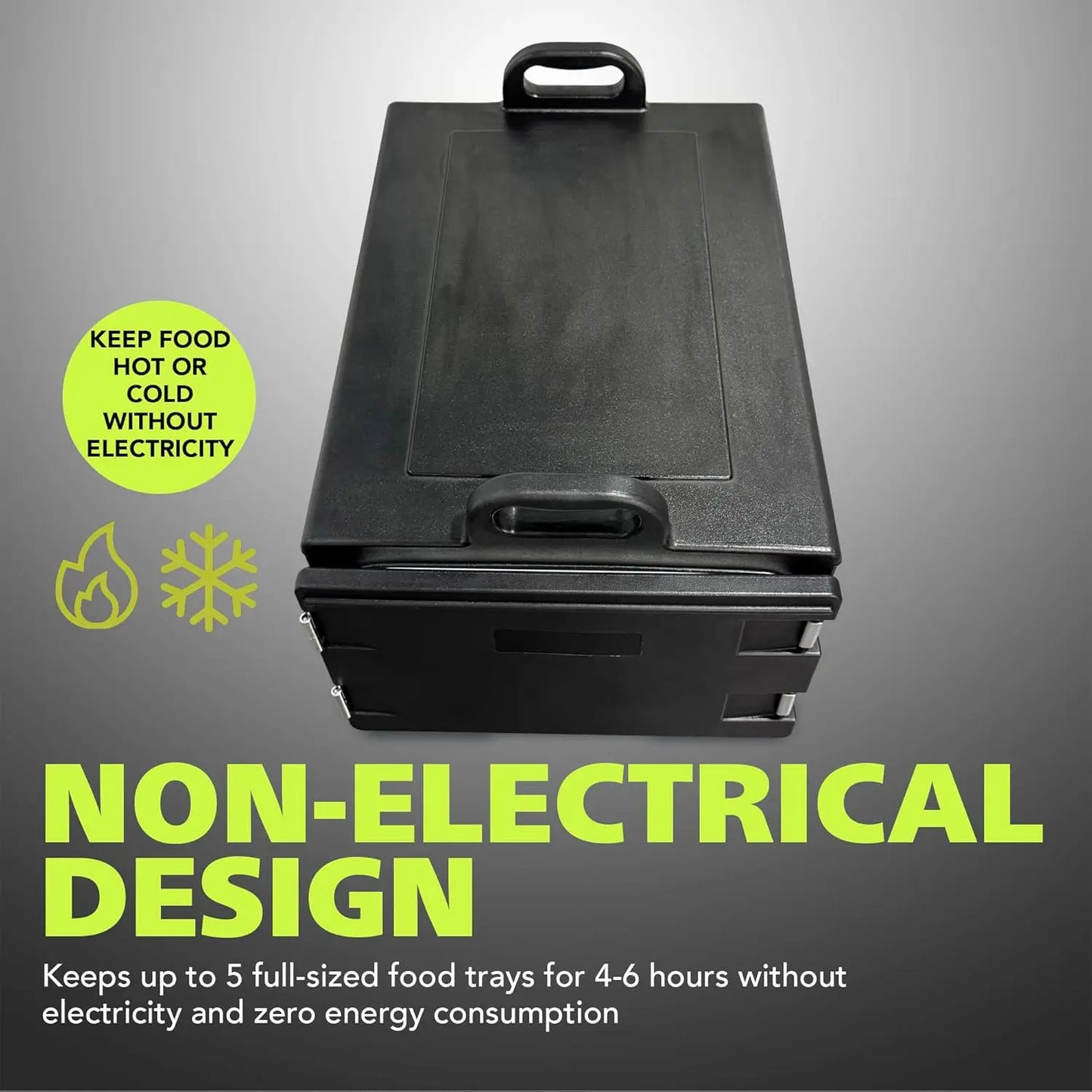 40qt Portable Food Warmer with 304 Stainless Steel Latch, Black - Keep Meals Hot On-the-Go