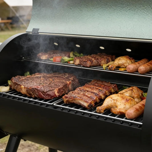 US Shipping Electric Wood Pellet Smoker Grill 8 in 1 BBQ Grill Auto Feed PID Temperature Control 180-450F with Rain Cover 456