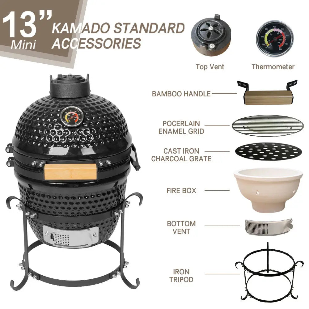 Ceramic Egg Kamado Outdoor Kitchen Garden Bbq Grill 13 18 21 23 24 27 29 Inch Spherical Pellet Smoker Camping Barbecue