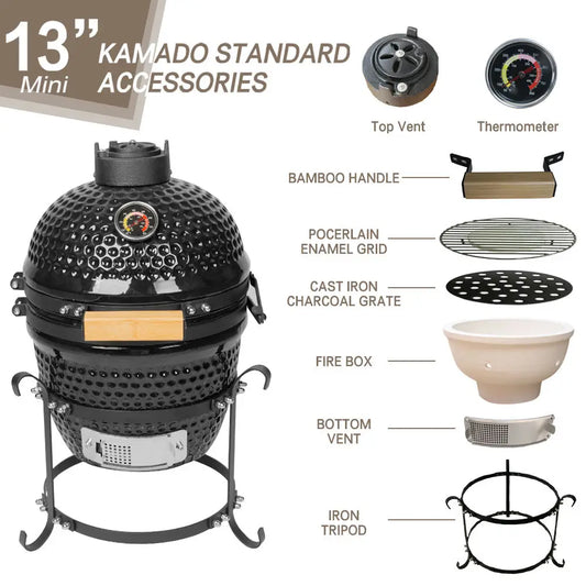 Ceramic Egg Kamado Outdoor Kitchen Garden Bbq Grill 13 18 21 23 24 27 29 Inch Spherical Pellet Smoker Camping Barbecue