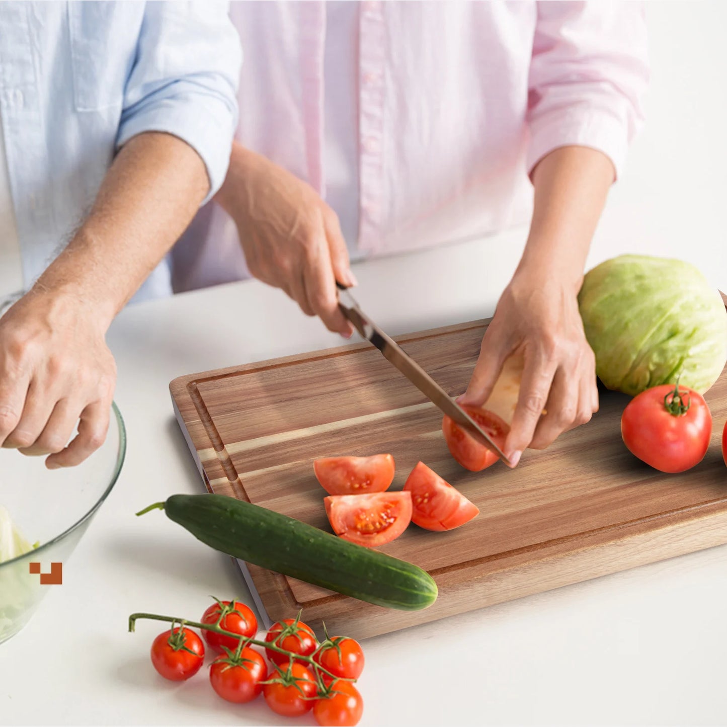 Extra Large Acacia Wood Cutting Board Thick Butcher Block Chopping Board with Side Handles for Meat Vegetables Fruit