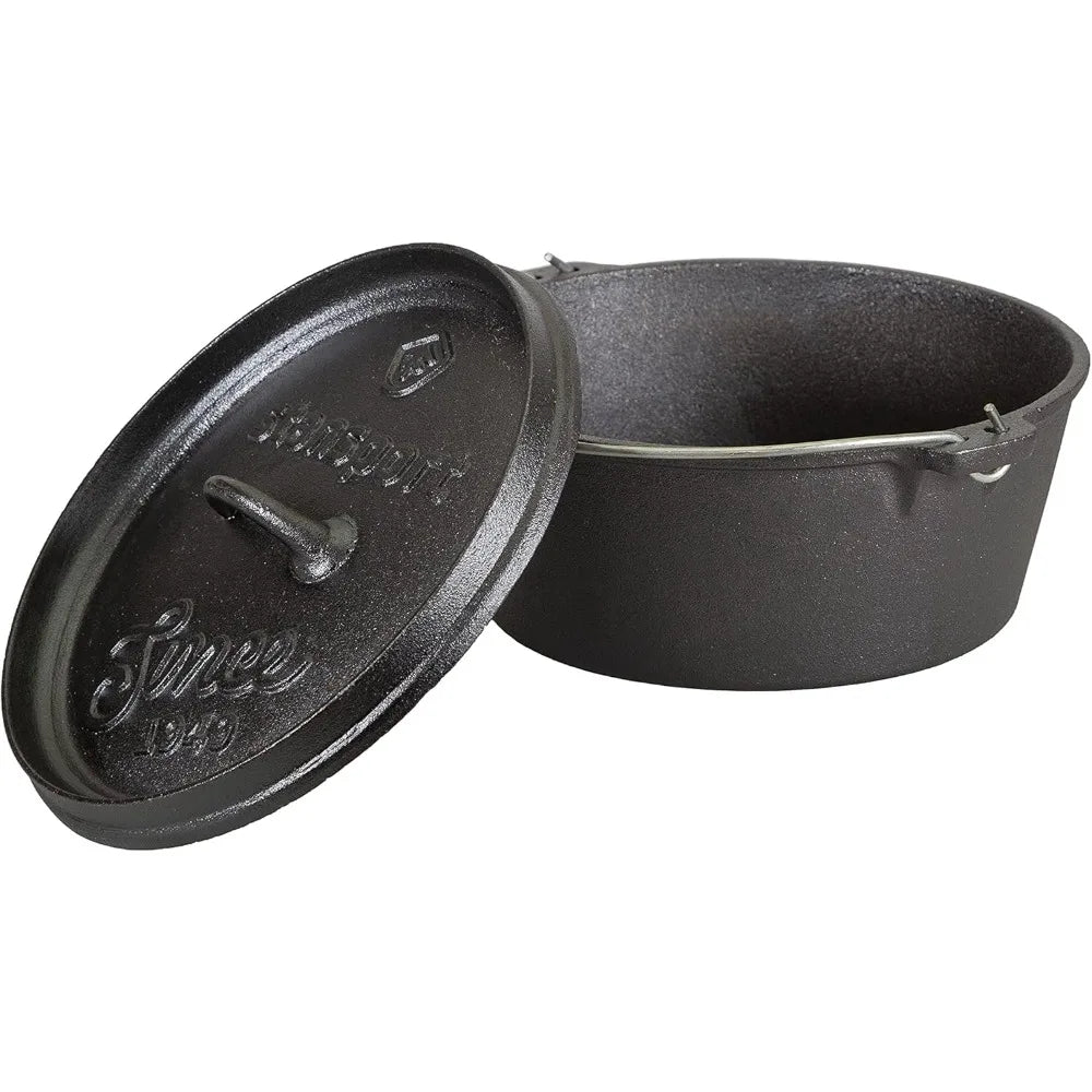 Pre-Seasoned Cast Iron Dutch Oven 4QT - Versatile Family Cooking Pot for Stovetop & Outdoor Use