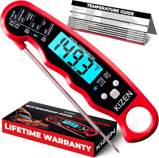 Instant Read Digital Meat Thermometer for Cooking, Grilling, Oven & BBQ - Waterproof with Backlit Display