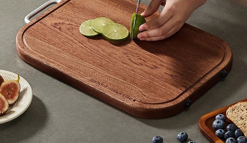 Ebony household thickening antibacterial mould-proof board fruit cutting board double-sided cutting board plus non-slip wood