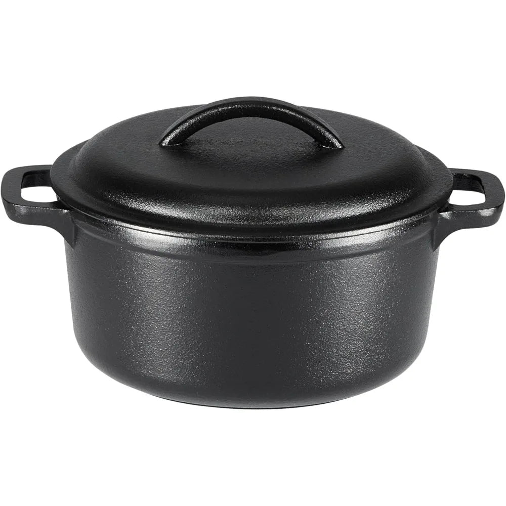 Large 7-Quart Pre-Seasoned Cast Iron Dutch Oven with Lid, Heavy-Duty for Even Cooking, Perfect for Home Chefs
