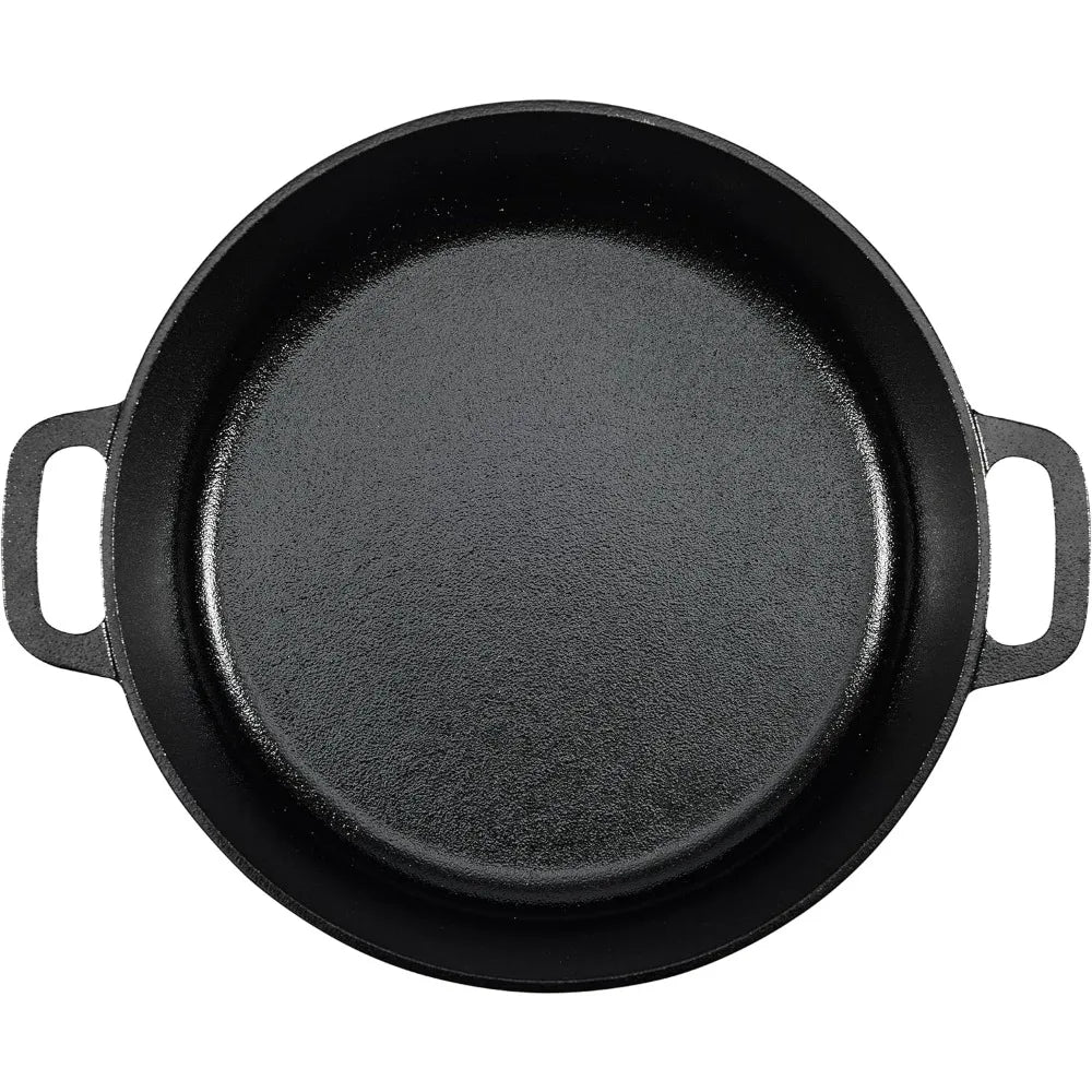 Large 7-Quart Pre-Seasoned Cast Iron Dutch Oven with Lid, Heavy-Duty for Even Cooking, Perfect for Home Chefs