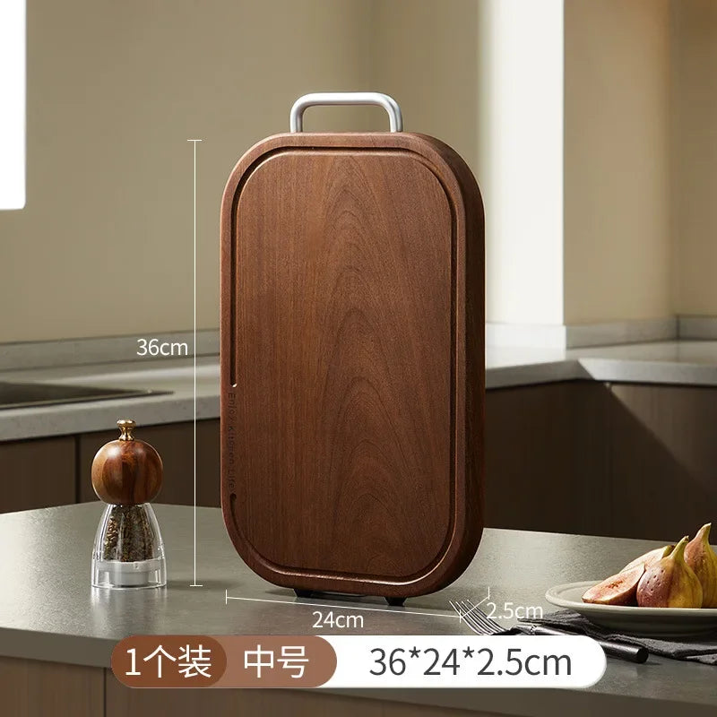 Ebony household thickening antibacterial mould-proof board fruit cutting board double-sided cutting board plus non-slip wood
