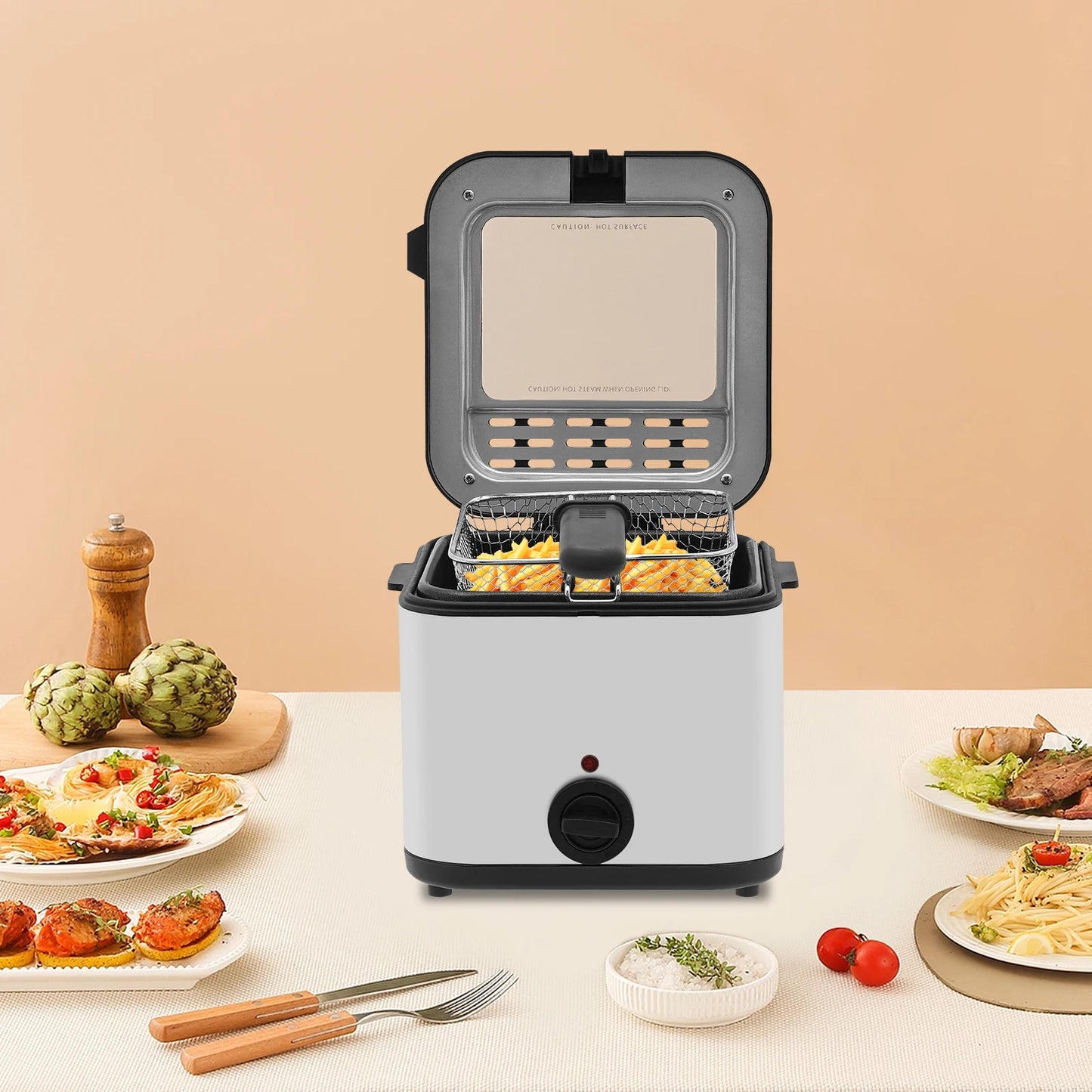 110V Electric Deep Fryer with Basket, Deep Fryers, Stainless Steel Commercial Deep Fryer for Home Kitchen, Restaurant, Fast Food