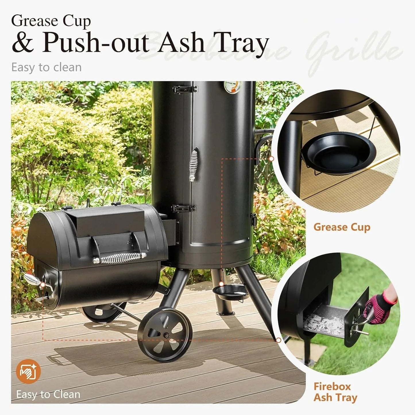 Heavy Duty Vertical Offset Charcoal Smoker Grills Extra Large Outdoor BBQ Grill
