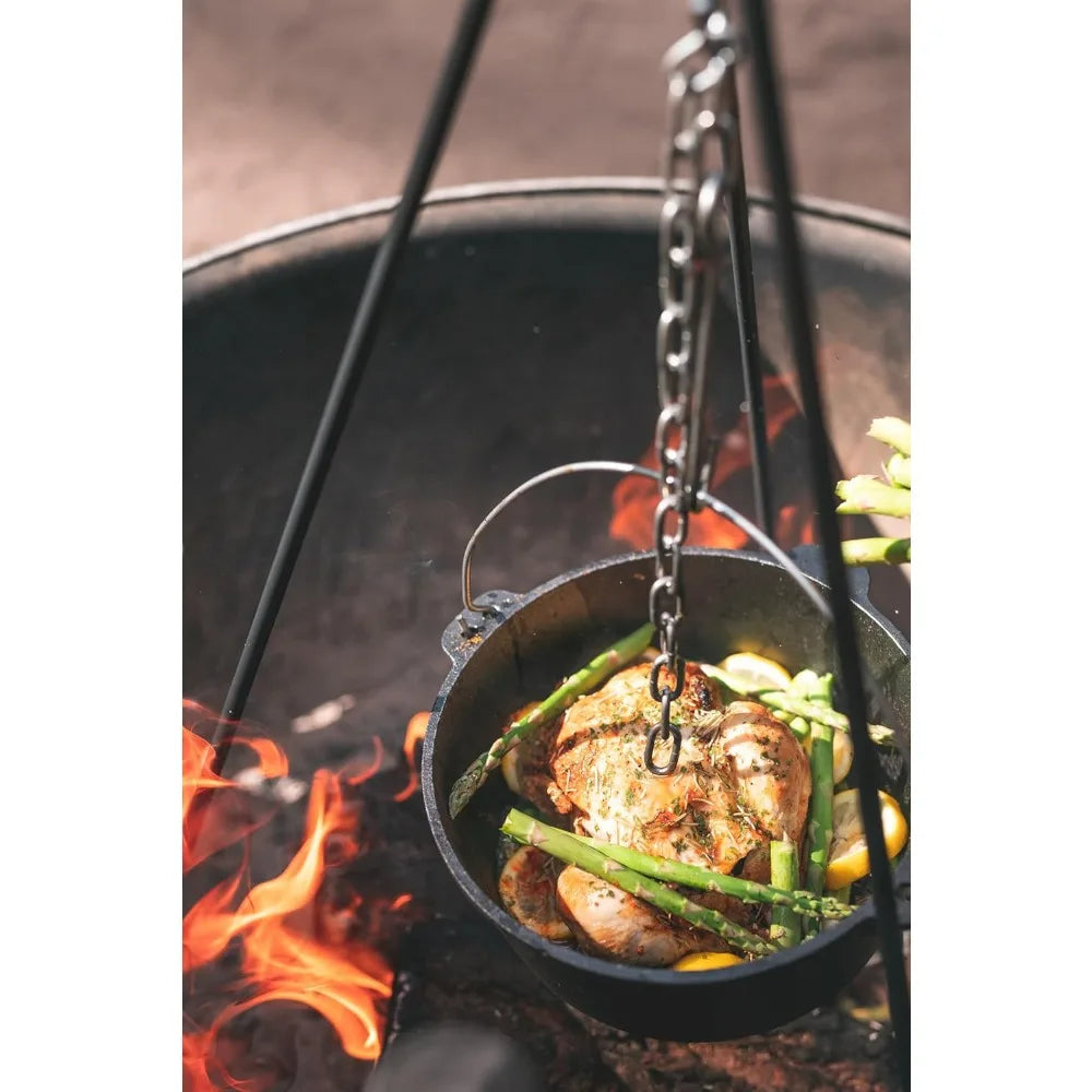 Pre-Seasoned Cast Iron Dutch Oven 4QT - Versatile Family Cooking Pot for Stovetop & Outdoor Use