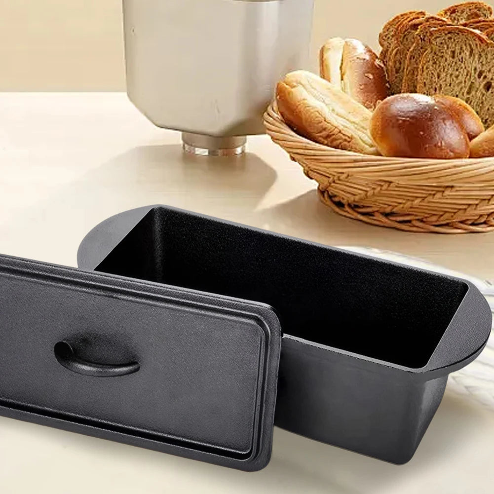 Rectangular Cast Iron Dutch Oven with Lid Bread-Baking-Pan Heavy Duty Bread Loaf Pan for Homemade Bread Cake
