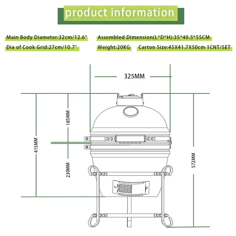 Ceramic Egg Kamado Outdoor Kitchen Garden Bbq Grill 13 18 21 23 24 27 29 Inch Spherical Pellet Smoker Camping Barbecue