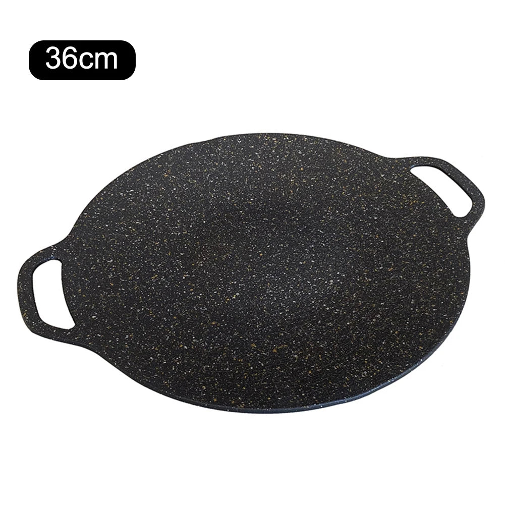Grilling Pan Non-stick Oil Frying Baking Pan Multi-purpose Round for Outdoor Camping Kitchen Bakeware Household Tools