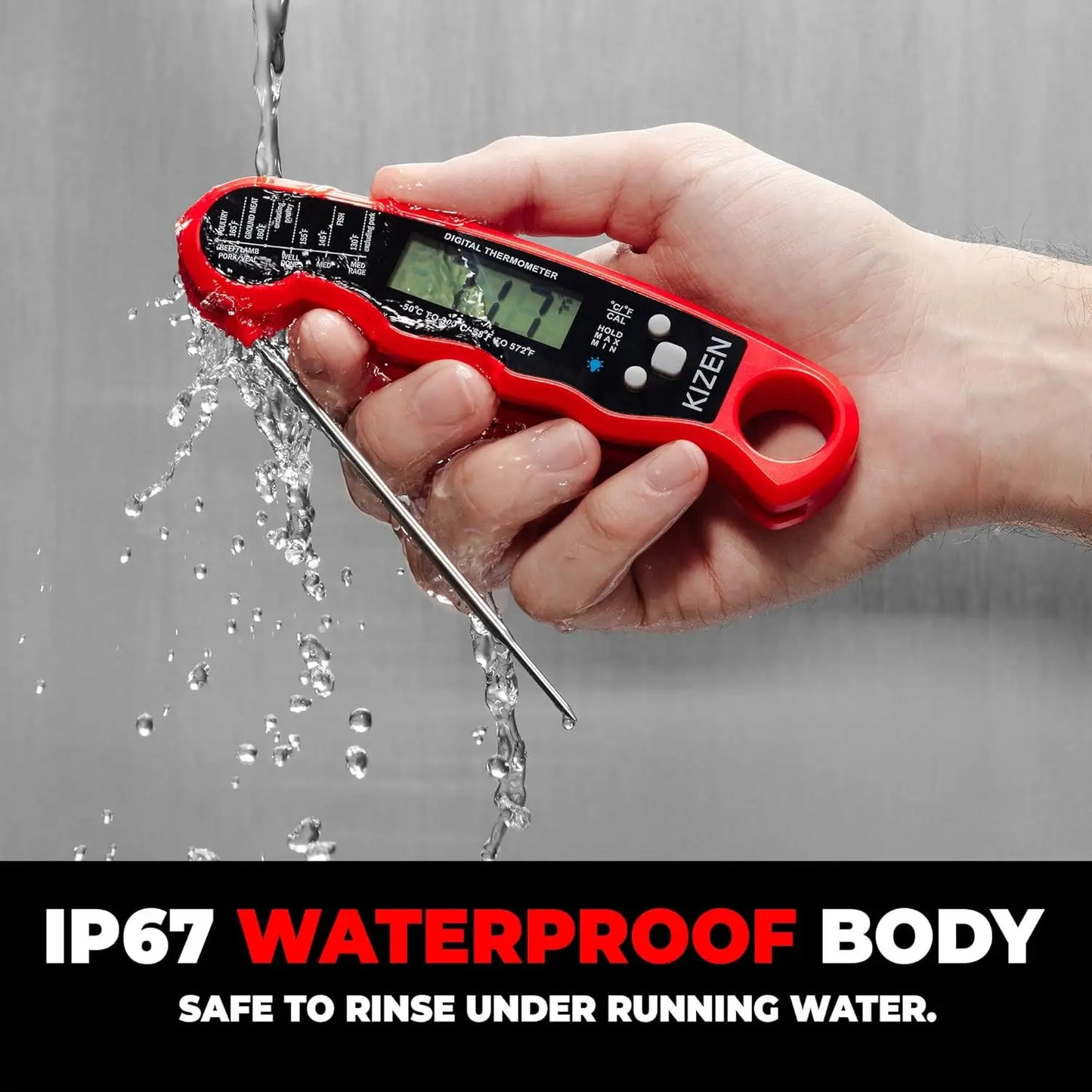 Instant Read Digital Meat Thermometer for Cooking, Grilling, Oven & BBQ - Waterproof with Backlit Display