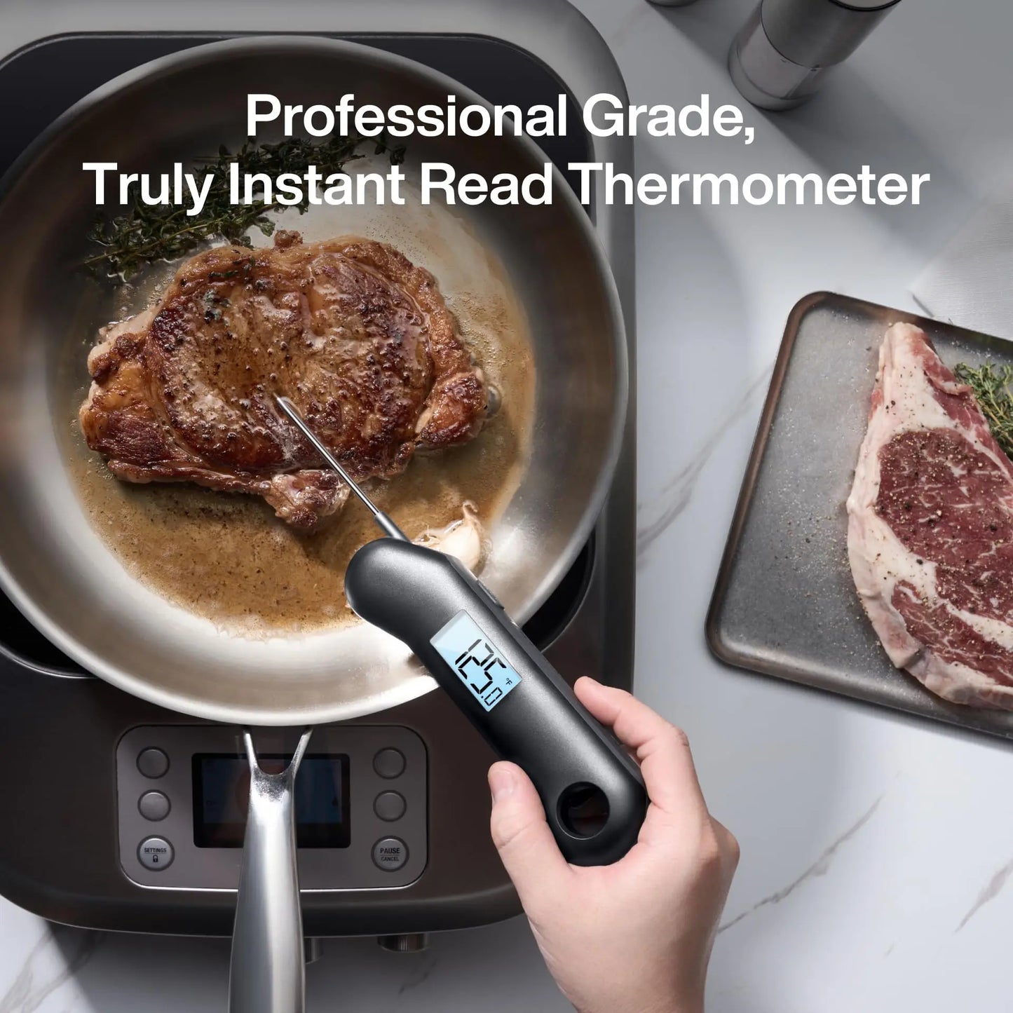 Waterproof Digital Meat Thermometer with Auto-Rotating Display, 0.5 Sec Instant Read for Grill BBQ
