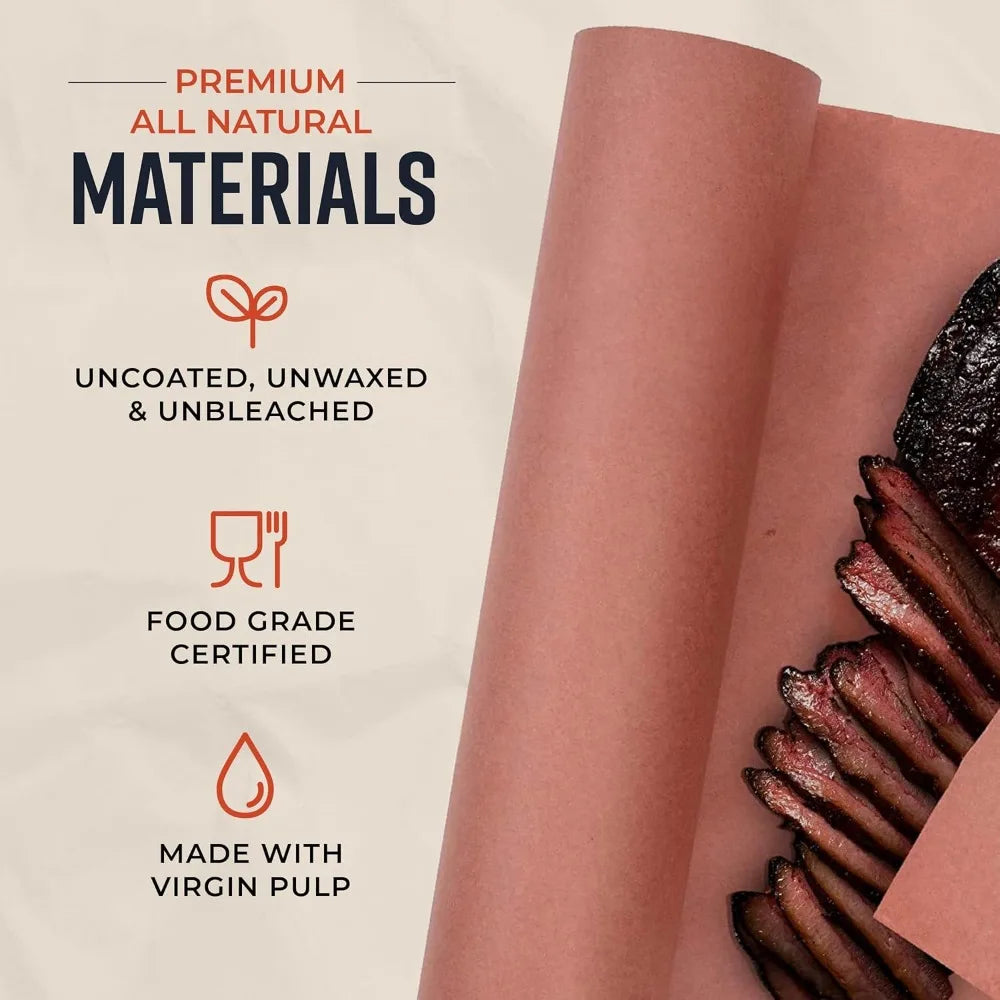 Pink Butcher Paper Roll 18"x175' – Food-Grade BBQ Smoking Wrap, Unbleached Unwaxed
