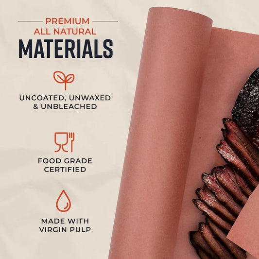 Pink Butcher Paper Roll 18"x175' – Food-Grade BBQ Smoking Wrap, Unbleached Unwaxed