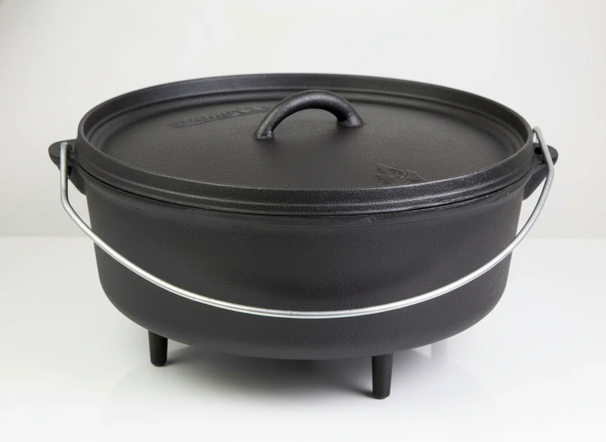 10 Inch Seasoned Cast Iron Dutch Oven with Lid - Perfect for Outdoor Cooking & Family Meals