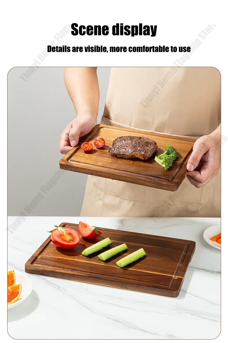 Acacia Wood Cutting Board Thickened Chopping Board Home Large Size  for Cutting Meat, Vegetables, Fruit and Cheese Kitchen tools