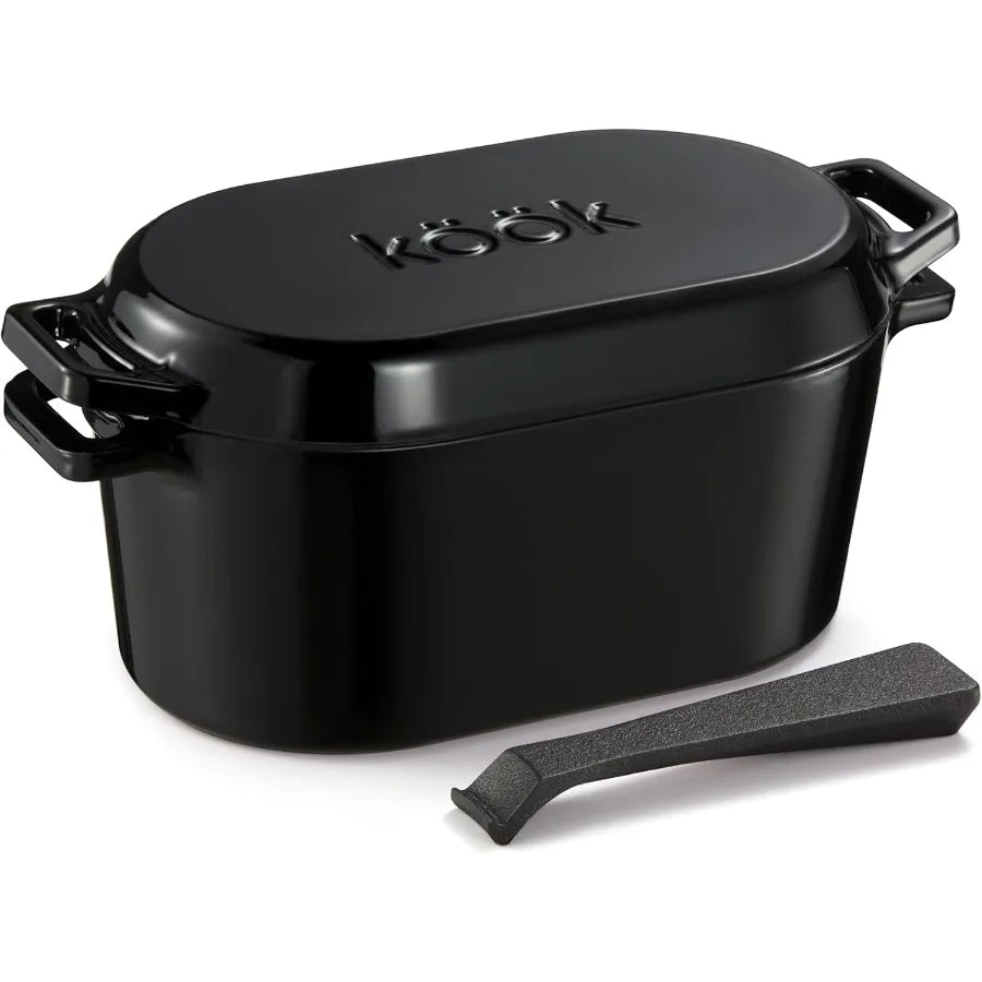 Dutch Oven for Bread Baking Sourdough Loaf Pan with Lid Dual Handles Enameled Cast Iron includes Lid Lever Dishwasher Safe 3.4