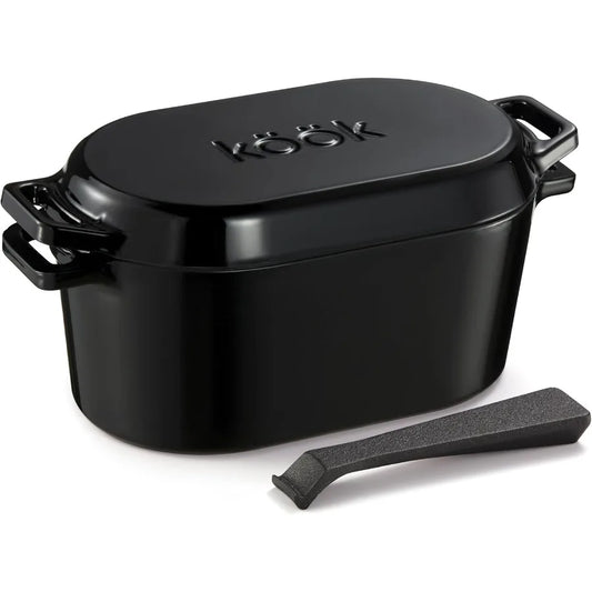 Dutch Oven for Bread Baking Sourdough Loaf Pan with Lid Dual Handles Enameled Cast Iron includes Lid Lever Dishwasher Safe 3.4