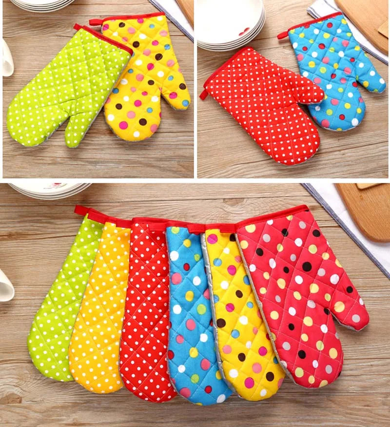 Mitten Microwave Oven Glove Non Slip Household Thickened Insulated Baking Heat Resistant Gloves Oven Mitts Cute Kitchen Tool