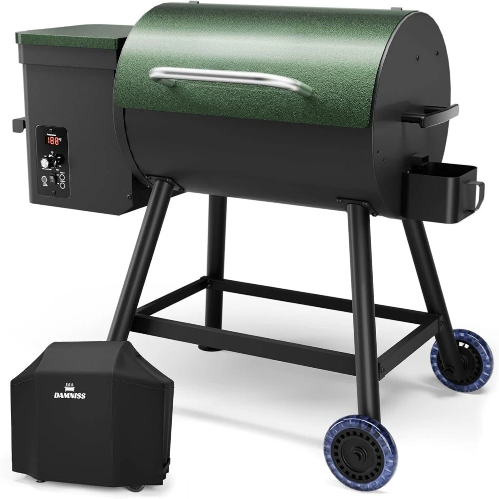 US Shipping Electric Wood Pellet Smoker Grill 8 in 1 BBQ Grill Auto Feed PID Temperature Control 180-450F with Rain Cover 456