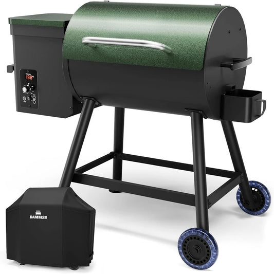 US Shipping Electric Wood Pellet Smoker Grill 8 in 1 BBQ Grill Auto Feed PID Temperature Control 180-450F with Rain Cover 456