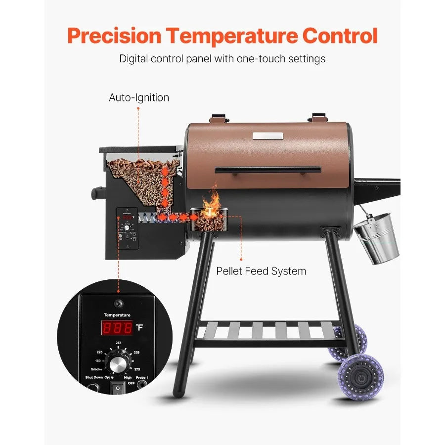 Wood Pellet Grill Smoker, 8 in 1 BBQ Grills for Outdoor Cooking, 456 Square Inches Cook Area Electric Grill and Smoker
