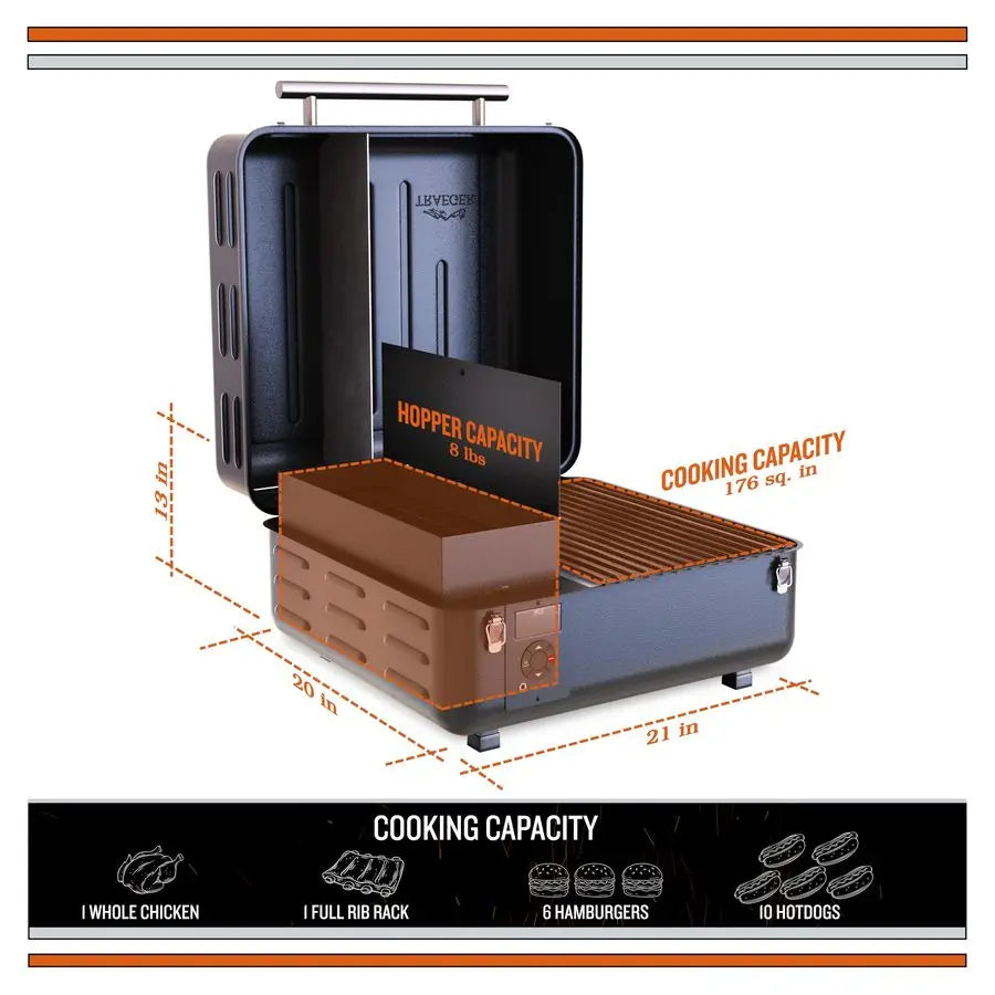 Grills TFT18KLD Ranger, Portable Wood Pellet Grill and Smoker Electric Tabletop Pellet Smoker with Digital Arc Controller, Cast