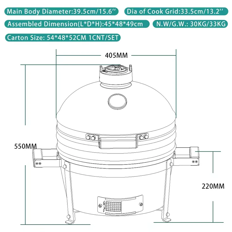 Ceramic Egg Kamado Outdoor Kitchen Garden Bbq Grill 13 18 21 23 24 27 29 Inch Spherical Pellet Smoker Camping Barbecue
