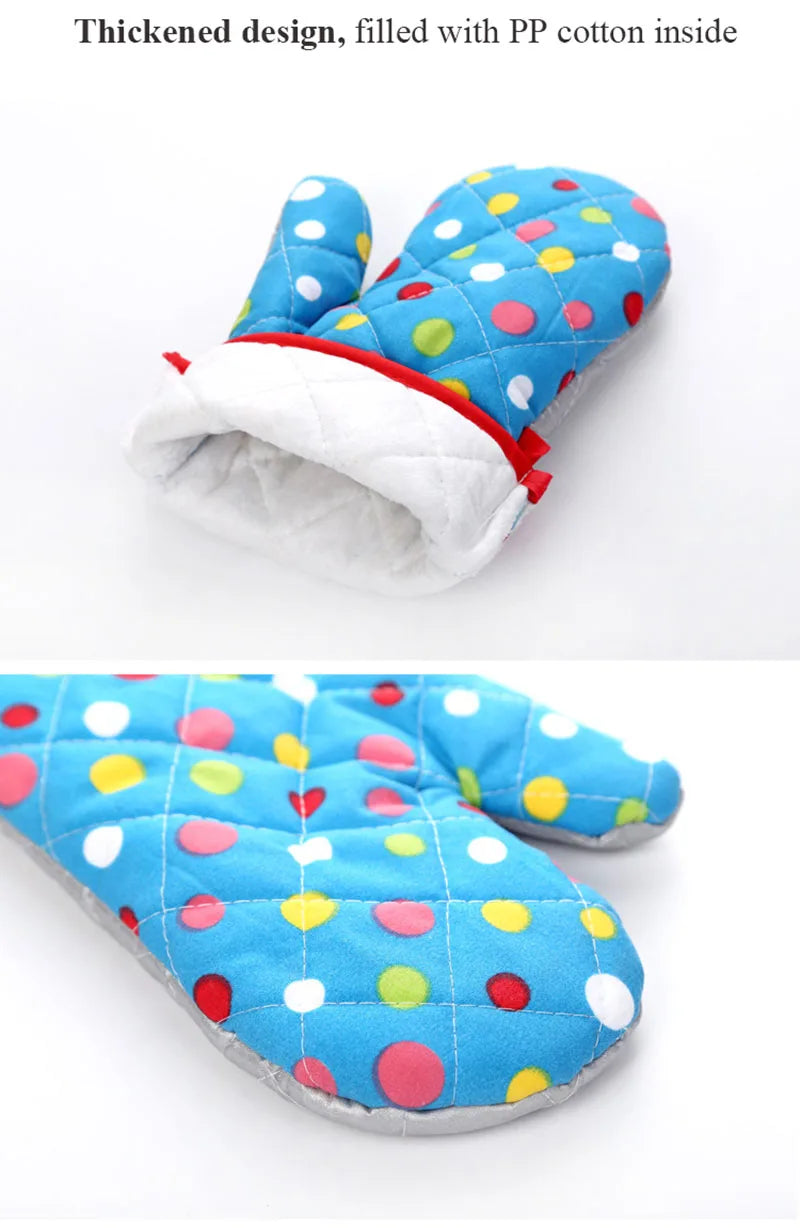 Mitten Microwave Oven Glove Non Slip Household Thickened Insulated Baking Heat Resistant Gloves Oven Mitts Cute Kitchen Tool