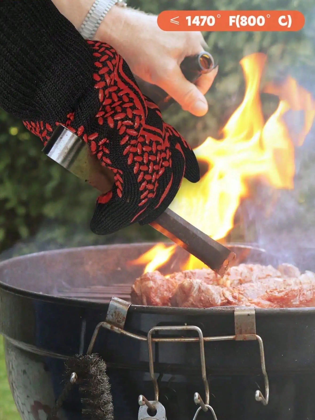 2PCS 500 Heat-insulating Resistant BBQ Gloves Fireplace Grilling Gloves Anti-scald Oven Glove for Ktichen Baking Grill Microwave