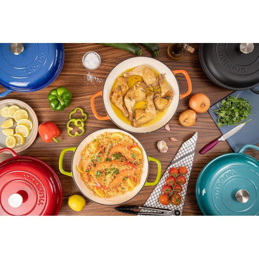 Enameled Cast Iron Shallow Dutch Oven, Non-Stick, Oven-Safe to 500°F, 3.7 Qt, 30cm, Black