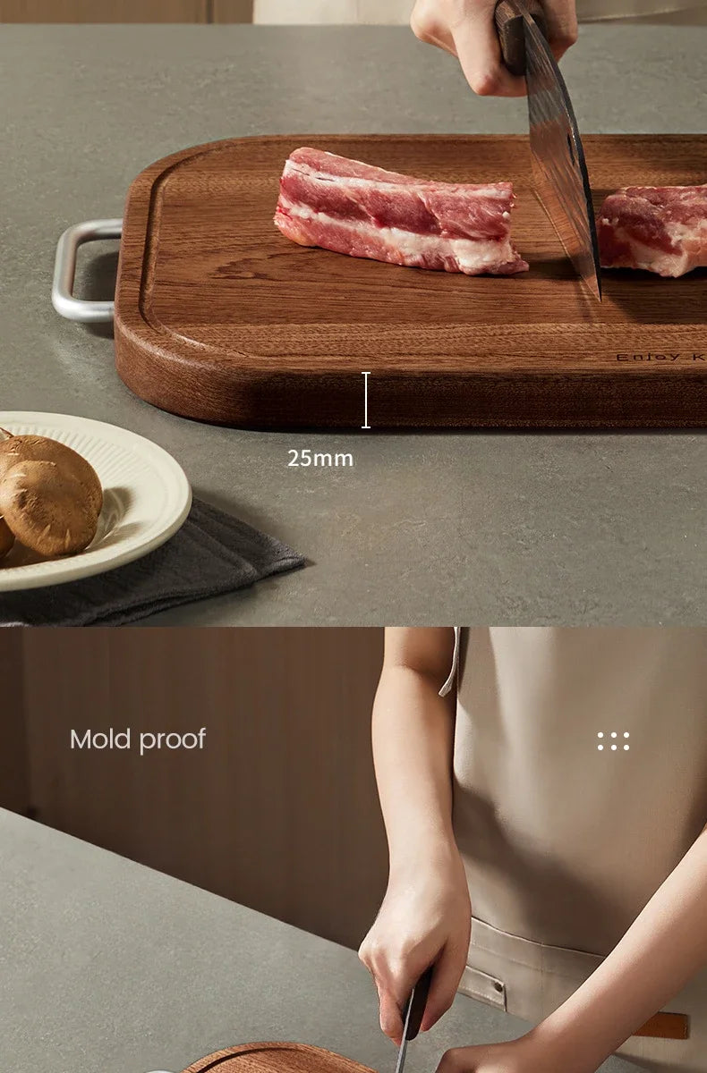 Ebony household thickening antibacterial mould-proof board fruit cutting board double-sided cutting board plus non-slip wood