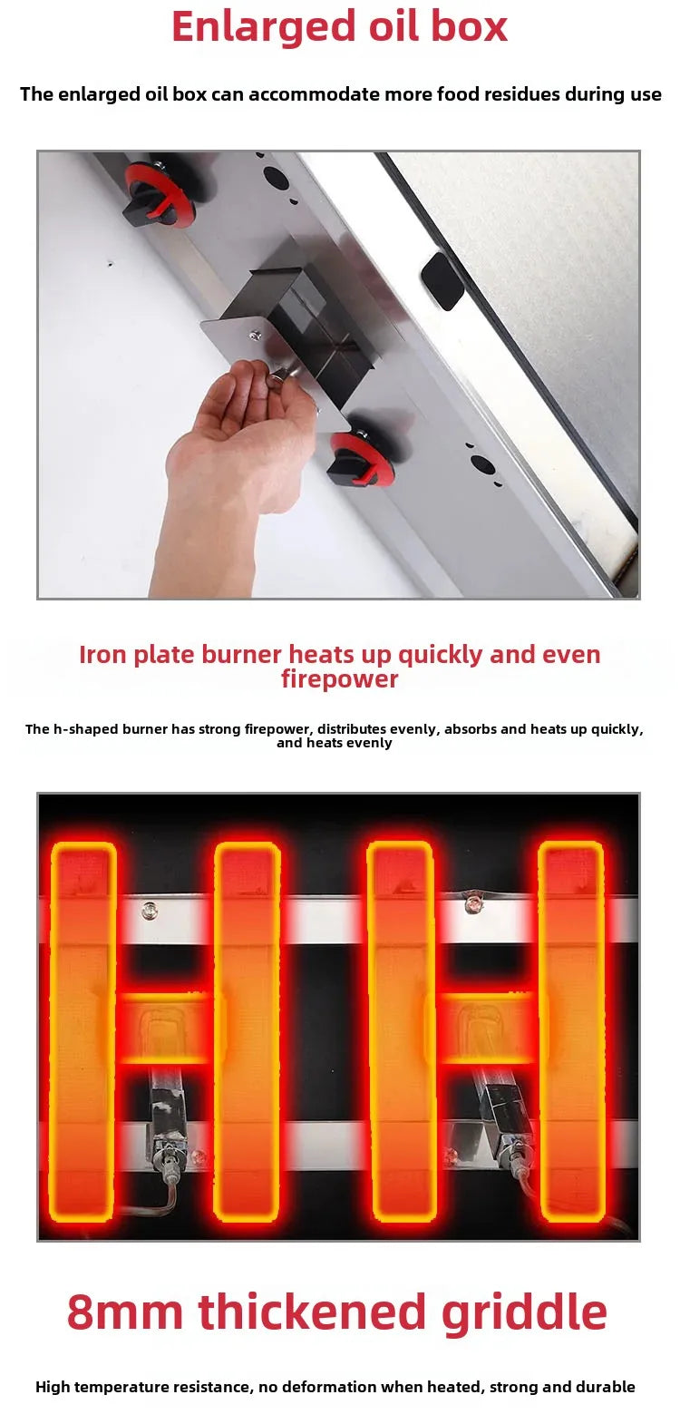 100-130cm Commercial Gas Teppanyaki Griddle & Fryer Combo | For Pancake & Braised Squid Grilling | Flat Top Cooking Station