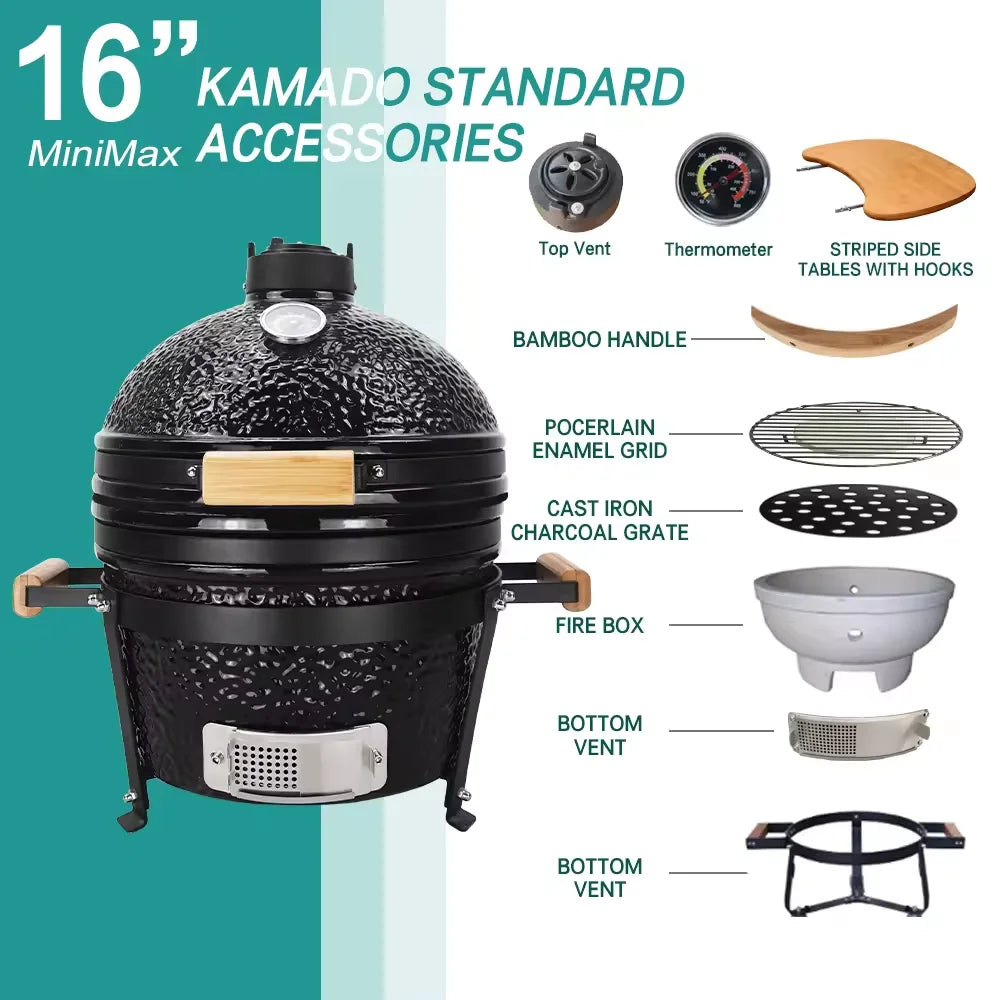 Ceramic Egg Kamado Outdoor Kitchen Garden Bbq Grill 13 18 21 23 24 27 29 Inch Spherical Pellet Smoker Camping Barbecue