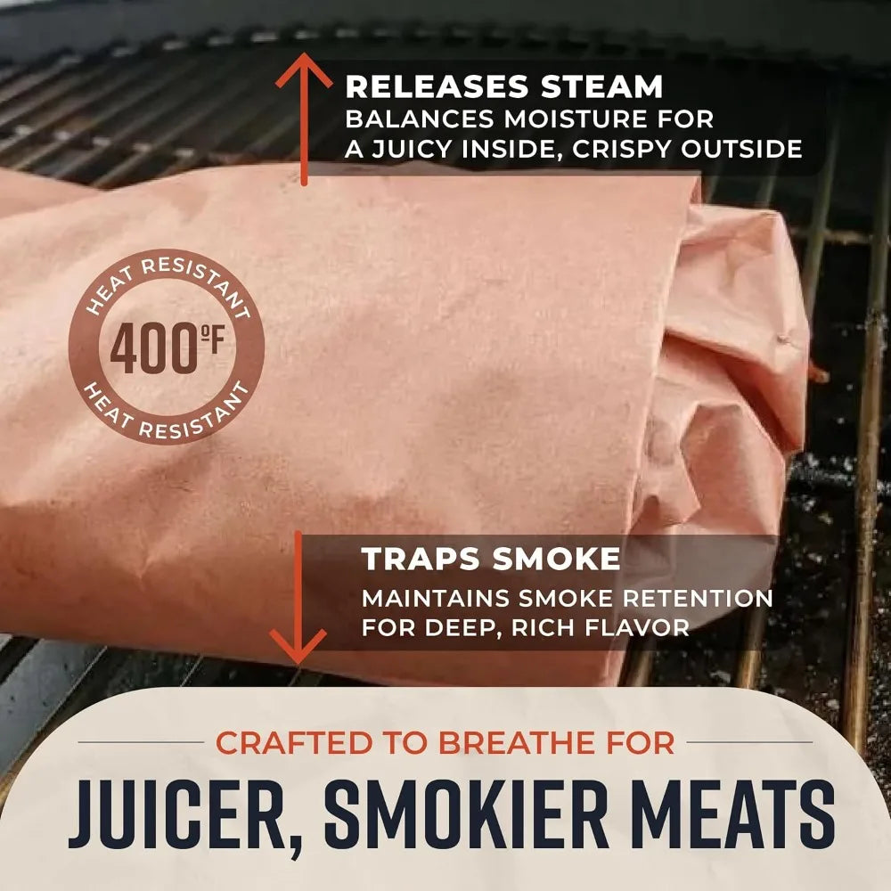 Pink Butcher Paper Roll 18"x175' – Food-Grade BBQ Smoking Wrap, Unbleached Unwaxed