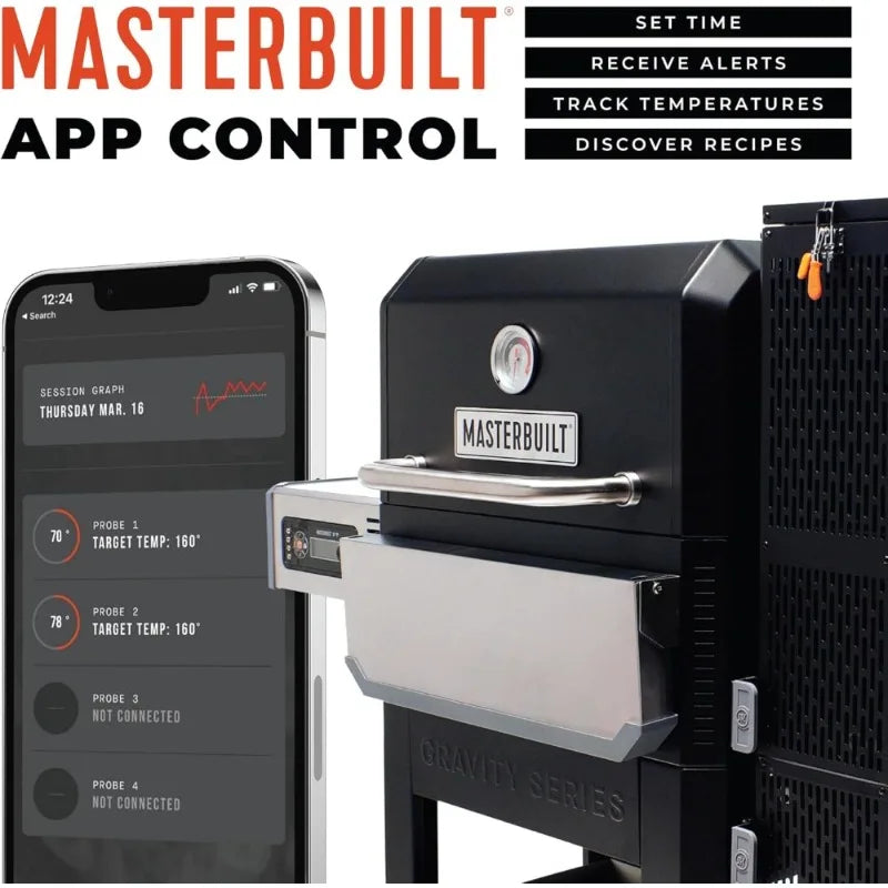 Digital Charcoal Grill Griddle and Smoker with App Connectivity Digital Control 800 Sq In Cooking Surface Black