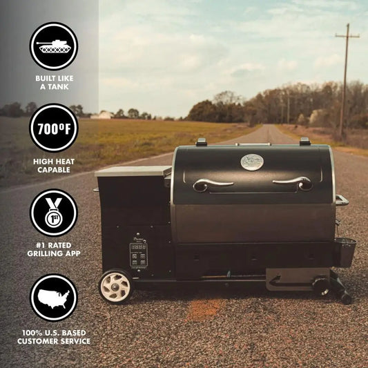 Portable Electric Pellet Grill - Road 340, BBQ Smoker with Wood Pellets for Searing and Smoking